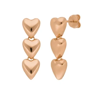 Ohrstecker Three Hearts, 18 K Rosegold vergoldet-LEAF Best