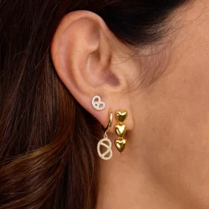 Ohrstecker Three Hearts, 18 K Gelbgold vergoldet-LEAF Hot