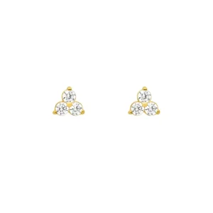 Ohrstecker Triple Zirkonia, 18 K Gelbgold vergoldet-LEAF New