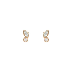 Ohrstecker Two Gems, Blauer Topas, 18 K Rosegold vergoldet-LEAF Fashion
