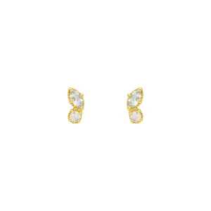 Ohrstecker Two Gems, Blauer Topas, 18 K Gelbgold vergoldet-LEAF Fashion