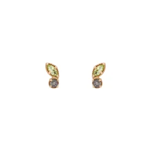 Ohrstecker Two Gems, Peridot, 18 K Rosegold vergoldet-LEAF Outlet