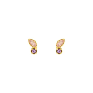 Ohrstecker Two Gems, Rosenquarz, 18 K Gelbgold vergoldet-LEAF Online
