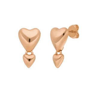 Ohrstecker Two Hearts, 18 K Rosegold vergoldet-LEAF Clearance
