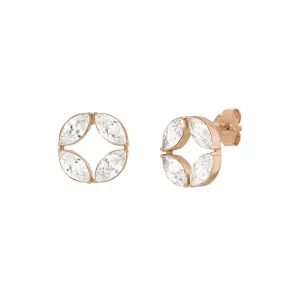 Ohrstecker Zirkonia Flower, 18 K Rosegold vergoldet-LEAF New