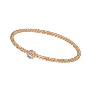 Ring 1 Zirkonia, 18 K Rosegold vergoldet, Größe 46-LEAF New