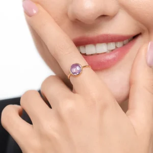 Ring Amethyst, 14 Karat Gelbgold-LEAF Clearance