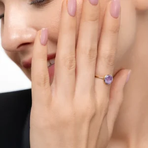 Ring Amethyst, 14 Karat Gelbgold-LEAF Clearance