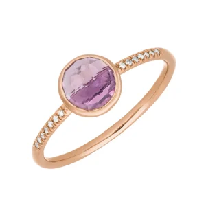 Ring Amethyst mit Diamanten, 14 Karat Rosegold-LEAF Best