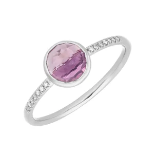 Ring Amethyst mit Diamanten, 14 Karat Weißgold-LEAF Best