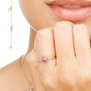 Ring Amethyst mit Diamanten, 14 Karat Rosegold-LEAF Best