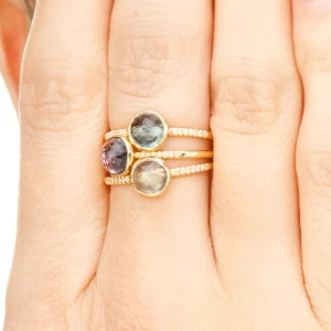 Ring Amethyst mit Diamanten, 14 Karat Gelbgold-LEAF Sale