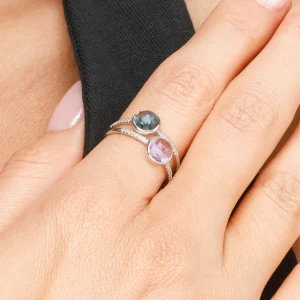 Ring Amethyst mit Diamanten, 14 Karat Weißgold-LEAF Best