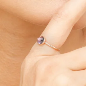 Ring Amethyst mit Diamanten, 14 Karat Rosegold-LEAF Best