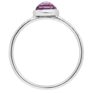 Ring Amethyst mit Diamanten, 14 Karat Weißgold-LEAF Best