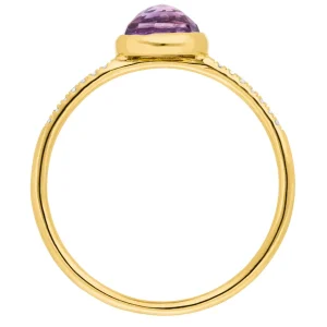Ring Amethyst mit Diamanten, 14 Karat Gelbgold-LEAF Sale