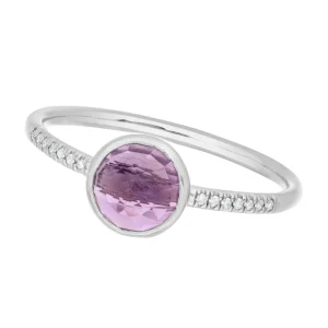 Ring Amethyst mit Diamanten, 14 Karat Weißgold-LEAF Best