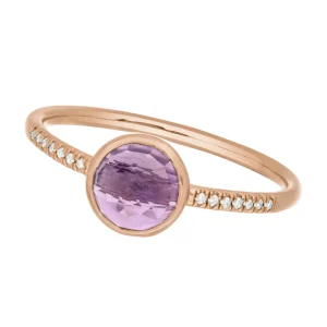 Ring Amethyst mit Diamanten, 14 Karat Rosegold-LEAF Best