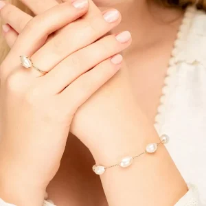 Ring Barockperle, 18 K Rosegold vergoldet, Gr.50-LEAF Clearance