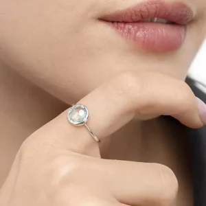 Ring Blauer Topas, 14 Karat Weißgold-LEAF Clearance