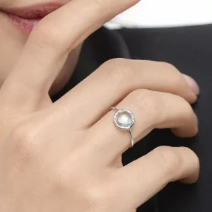 Ring Blauer Topas, 14 Karat Weißgold-LEAF Clearance