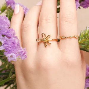Ring Blossom, 18 K Gelbgold vergoldet-LEAF Hot