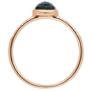 Ring Blue Topas mit Diamanten, 14 Karat Rosegold-LEAF Discount