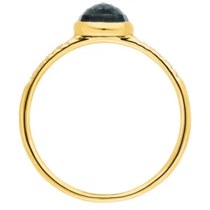 Ring Blue Topas mit Diamanten, 14 Karat Gelbgold-LEAF Sale
