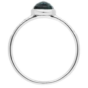 Ring Blue Topas mit Diamanten, 14 Karat Weißgold-LEAF Sale
