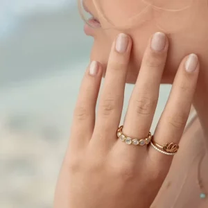 Ring Bohemian, 925 Sterlingsilber, Aqua Calzedon, Größe 58-LEAF Best