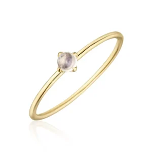 Ring Cabochon, 14 Karat Gelbgold, Mondstein-LEAF Sale
