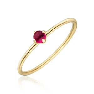 Ring Cabochon, 14 Karat Gelbgold, Rubin-LEAF Sale
