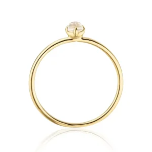 Ring Cabochon, 14 Karat Gelbgold, Mondstein-LEAF Sale