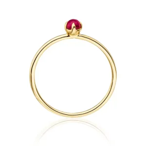 Ring Cabochon, 14 Karat Gelbgold, Rubin-LEAF Sale