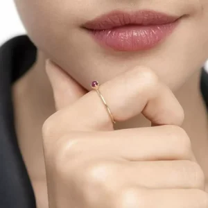 Ring Cabochon, 14 Karat Gelbgold, Rubin-LEAF Sale