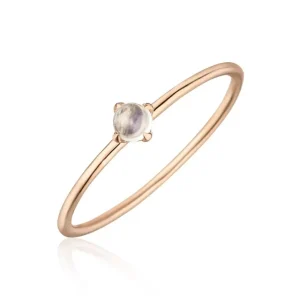 Ring Cabochon, 14 Karat Rosegold, Mondstein-LEAF Clearance