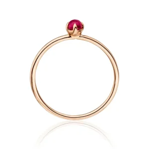 Ring Cabochon, 14 Karat Rosegold, Rubin-LEAF Discount