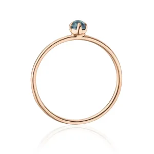 Ring Cabochon, 14 Karat Rosegold, Blauer Topas-LEAF Hot