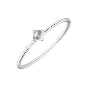 Ring Cabochon, 14 Karat Weißgold, Mondstein-LEAF Fashion