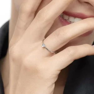 Ring Cabochon, 14 Karat Weißgold, Mondstein-LEAF Fashion
