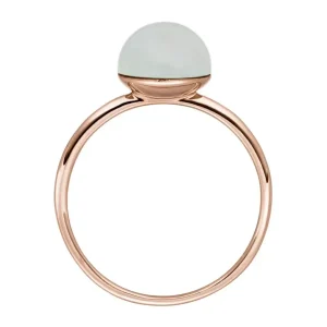 Ring Cabochon II, 14 Karat Rosegold, Sea Blue Chalzedon-LEAF Best