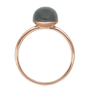 Ring Cabochon II, 14 Karat Rosegold, Grauer Mondstein-LEAF New