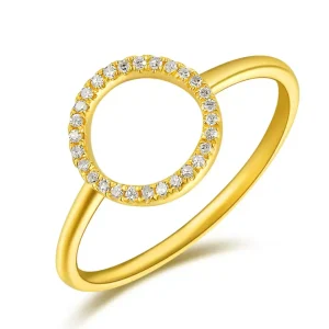 Ring Circle mit Diamanten, 18 Karat Gelbgold-LEAF Fashion