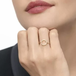 Ring Circle mit Diamanten, 18 Karat Gelbgold-LEAF Fashion