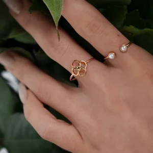 Ring Clover Charm, 18 K Rosegold vergoldet-LEAF Discount
