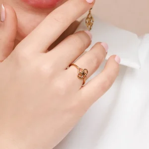 Ring Clover Charm, 18 K Rosegold vergoldet-LEAF Discount