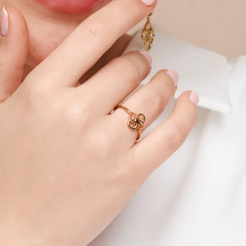 ring_clover_charm__k_rose_4.webp Ring Clover Charm, 18 K Rosegold vergoldet-LEAF Discount