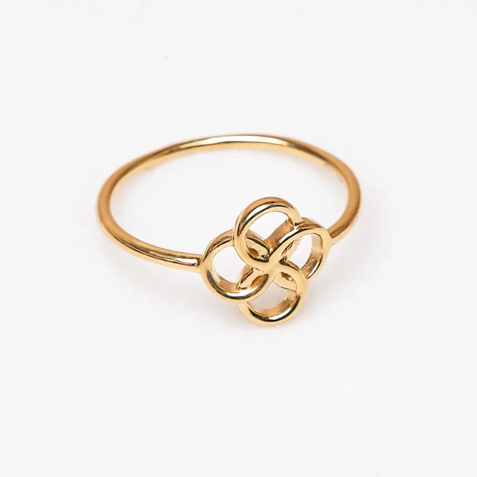 ring_clover_charm__k_rose_5.webp Ring Clover Charm, 18 K Rosegold vergoldet-LEAF Discount