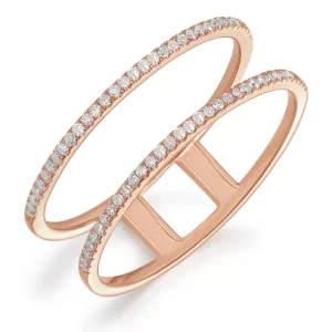 Ring Double mit Diamanten, 18 Karat Rosegold-LEAF Fashion