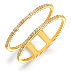 Ring Double mit Diamanten, 18 Karat Gelbgold-LEAF Best